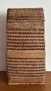 lot 25R image: BR1 - Tall Woven Basket with Lid