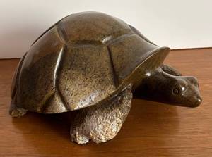 lot 35R image: BR1 - Hand Carved Stone Turtle Sculpture by G. Zonde