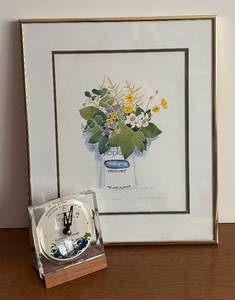lot 40R image: BR1 - Signs of Spring Limited Edition Print by Rie Munoz & Yoplait Yogurt Clock