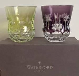lot 82R image: BR1 - Two Waterford Simply Pastel Double Old-Fashioned Glasses