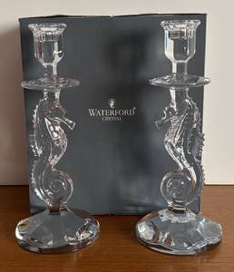 lot 87R image: BR1 - Waterford Crystal Seahorse Candlestick Pair