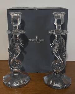 lot 136R image: BR1 - Waterford Crystal Seahorse Candlesticks Pair