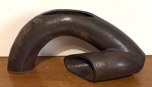 lot 348R image: BR1 - Artisan Crafted Abstract Vase - Dark Metal Curved Sculpture