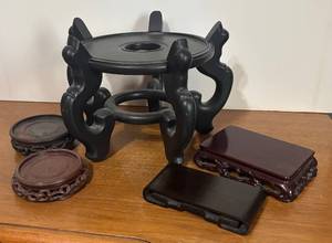 lot 469R image: MB - Display Stands - Assorted Black & Carved Round Stands