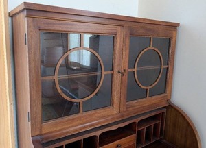 MB - Vintage Glass Door Secretary Desk - Roll-Top