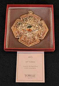 lot 218 image: DC1- Towle 2015 16th Edition Sterling Silver Celtic Ornament