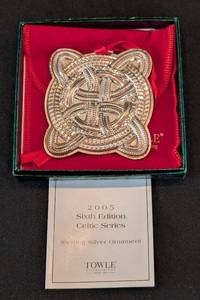 lot 213 image: DC1- Towle 2005 Sixth Edition Celtic Series Sterling Silver Ornament