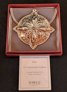 lot 217 image: DC1 - Towle 2014 15th Anniversary Sterling Silver Celtic Ornament