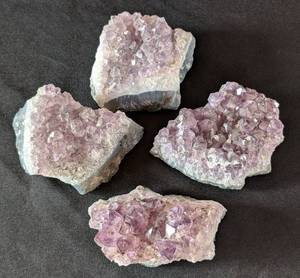 lot 339 image: MB - Four Rock Pieces - Amethyst Crystal Clusters on Quartz Matrix