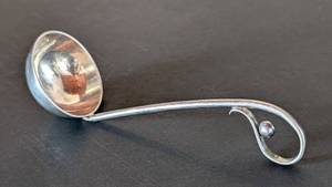 lot 382 image: MB -Vintage Sterling Silver Handcrafted Sauce  Serving Spoon