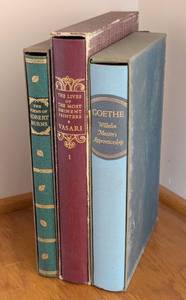 lot 414 image: MB - George Macy 3-Volume Library Burns Poems Vasaris Lives Goethe Wilhelm Meisters Apprenticeship