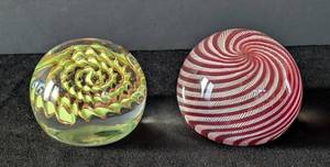 lot 418 image: MB - Pair of Swirled Art Glass Paperweights