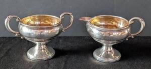 lot 419 image: MB - Vintage Sterling Silver Sugar & Creamer Pair
