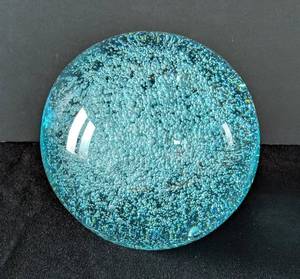 lot 463 image: MB - Blue Bubble Art Glass Paperweight - 5 in Diameter