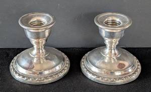 lot 505 image: MB - La Pierre Sterling Weighted Candlesticks Pair - 3.25 in H, 3.5 in Base