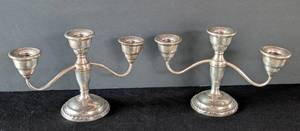 lot 506 image: MB - Pair of Vintage La Pierre Sterling Weighted Candelabras
