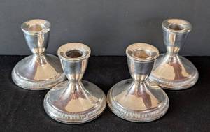 lot 511 image: MB - Vintage Sterling Silver Weighted Candleholders - 4-Piece Set