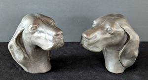 lot 517 image: MB - Arthur Norby Bronze Dog Heads (Pair), Edition 150
