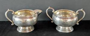 lot 519 image: MB -Vintage  F.B. Rogers Sterling Silver Creamer & Sugar Set - 2-Piece
