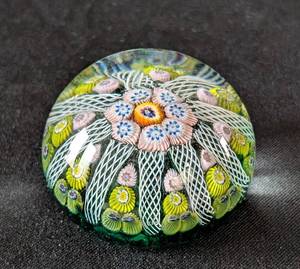 lot 594 image: HW - Murano Glass Paperweight - Millefiori Floral Pattern