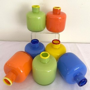 lot 51C image: LR - Set of 8 Vintage Murano Stackable Hand Blown Glass Vases