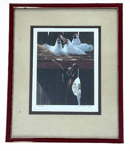 lot 57C image: LR - Framed Mario Fernandez Print from The 12 Days of Christmas Series