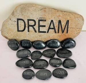 lot 107C image: LR - Dream Rock Centerpiece with 15 Inspirational Pebble Stones