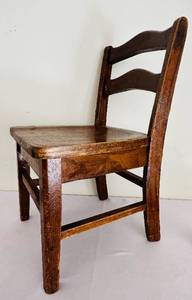 lot 108C image: DR - Chair - Vintage Oak Wood Rustic Dining Chair