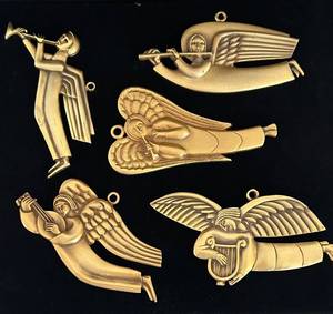 lot 308C image: LR - Peter Lupori Angel Ornaments - College of St. Catherine Alumnae Association (Lot of 5)
