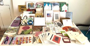 lot 312C image: BR1 - Assorted Greeting Cards & Art Prints with Stickers - Christmas, Birthday, Patriotic
