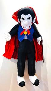 lot 313C image: Hall - Life-Size Count Dracula Plush Figure - 49in Tall, Black Cape, Halloween Decor