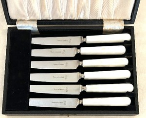 lot 541C image: SC - Viners of Sheffield England 6-Piece Stainless Knife Set in Black Presentation Case