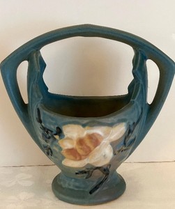 lot 545C image: LR - Antique Roseville Pottery Magnolia Basket