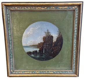 lot 33R image: BR1 - Antique Bornholm, Denmark Coastline Oil Painting