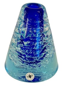 lot 306C image: LR - Beranek Hand Crafted Czech Sculptural Blue Glass Vase
