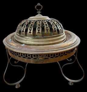 lot 76H image: E - Vintage Turkish Brass Pierced Brazier Fire Pit - Outdoor Patio