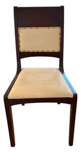 lot 149H image: LR - Vintage Dark Wood Chair with Upholstered Back & Seat -