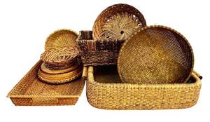 lot 153H image: LR - Assorted Woven Baskets - 8 Pieces