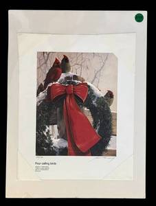 lot 288H image: LR - Mario F. Fernandez Four Calling Birds Print - 1984, Unframed