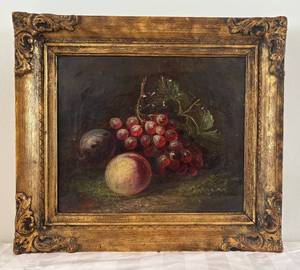 lot 431H image: O - Antique Austrian Framed Fruit Still Life Painting