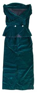 lot 432H image: BR1 - Vintage Teal Velvet Two-Piece FormalTop & Skirt Set, 28in Waist Skirt