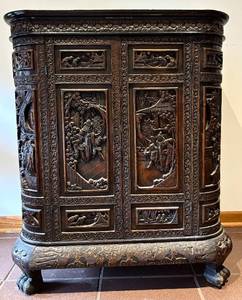 lot 19H image: E - 20th Century Chinese Carved Hardwood with Panel Doors