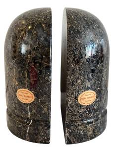 lot 145H image: DR - Pair of Noymer Real Marble Bookends - Pakistan