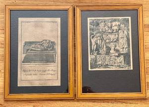 lot 609H image: MB - Pair Of Vintage Framed Wall Art Prints - Roman Sculpture & Tomb Monument