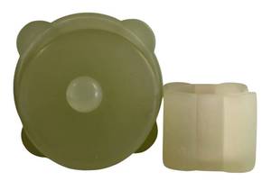 lot 611H image: DR - Vintage Green Satin Glass Powder Jars - 2-Piece Set