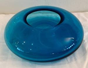lot 613H image: MB - Rare Tarno Polish Hand-Blown Aqua Glass Vase