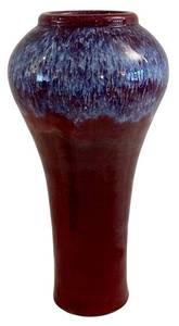 lot 618H image: DR - Sang De Boeuf Baluster Vase - 14 In. Oxblood Glaze Ceramic Vessel