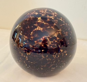 lot 610H image: DR - Murano Hand-Blown Amber Brown Glass Paperweight