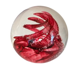 lot 242 image: MB - Selkirk Glass Paperweight - Ruby Red Swirl