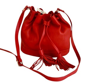 lot 73H image: LR - Talbots Purse - Burnt OrangeRed Leather with Tassel Accent